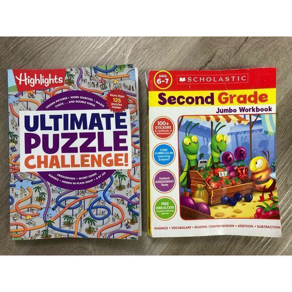 Ultimate Puzzle Challenge & 2nd Grade Workbook Bundle Highlights Kids Activities - Picture 1 of 12
